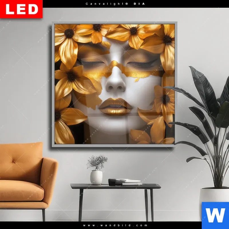 Wechselmotiv Acrylglas Canvalight® DIA | Blütenzauber auf samtenem Gesicht | Quadrat