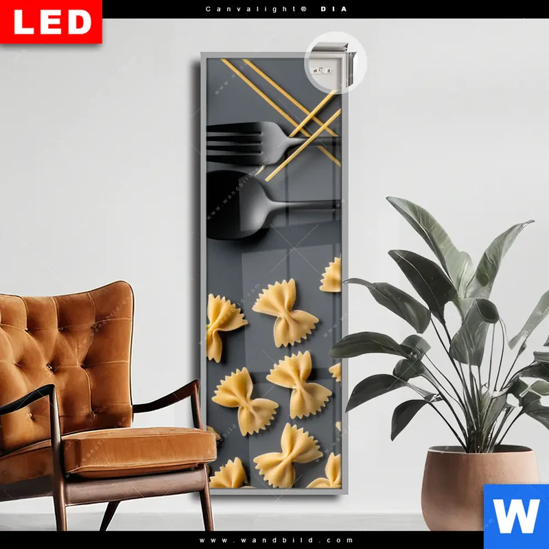 Leuchtbild Acrylglas Canvalight® DIA | Pasta – Stilvoll serviert | Schmal