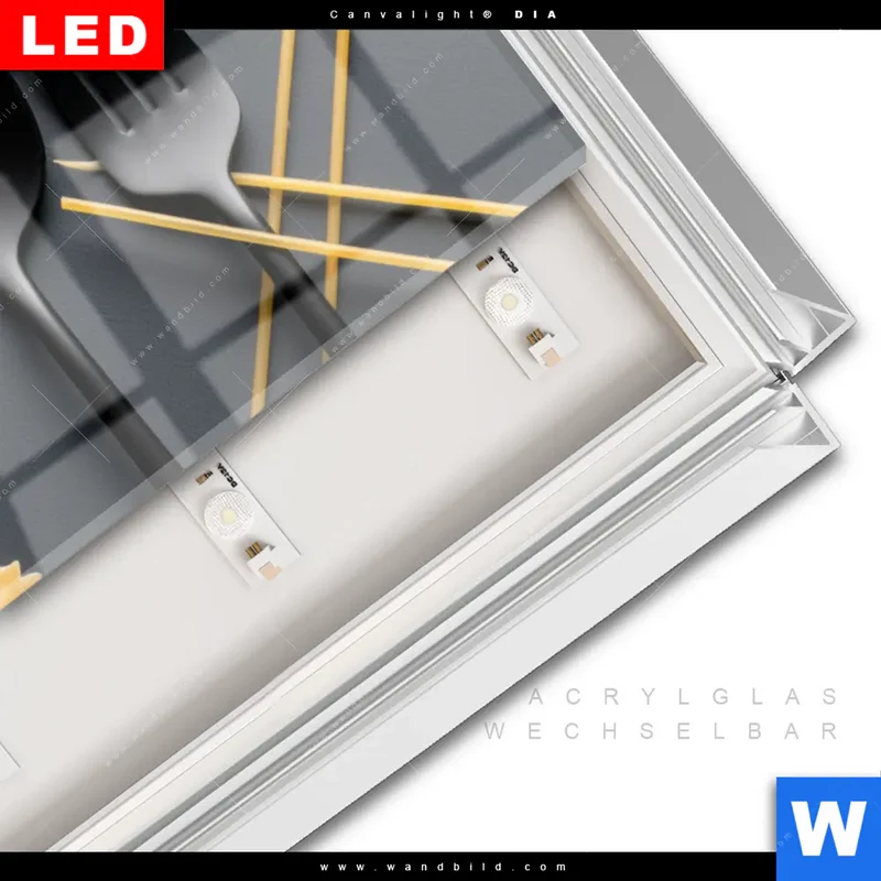 Leuchtbild Acrylglas Canvalight® DIA | Pasta – Stilvoll serviert | Schmal