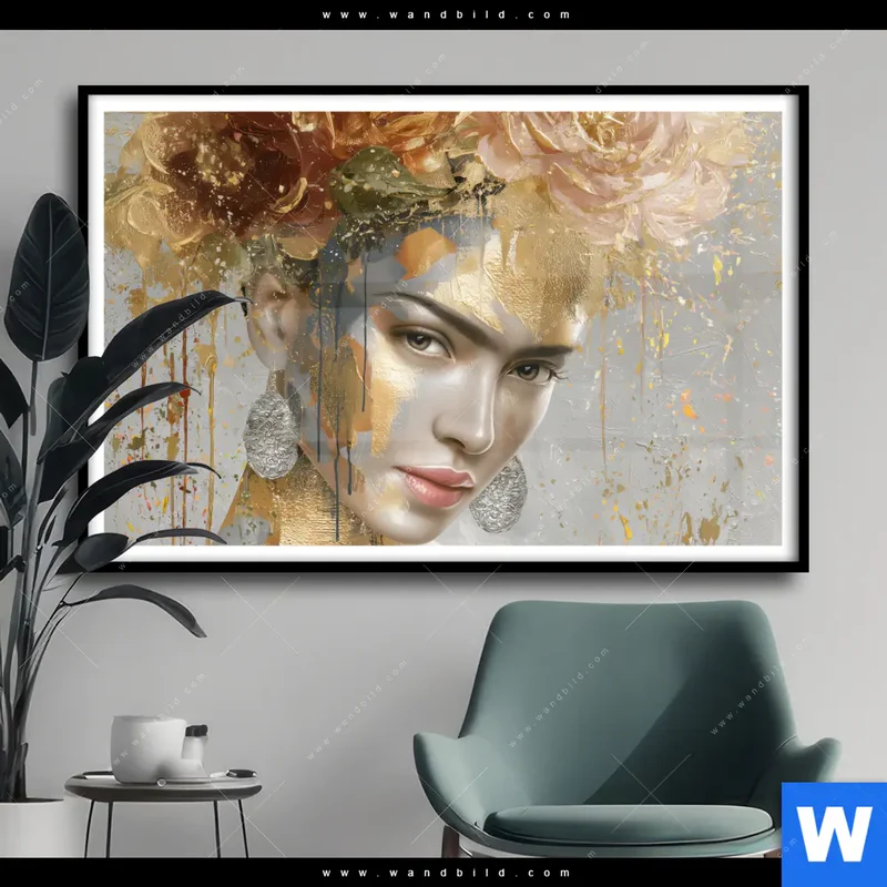 Poster | Frau mit floraler Krone | Querformat