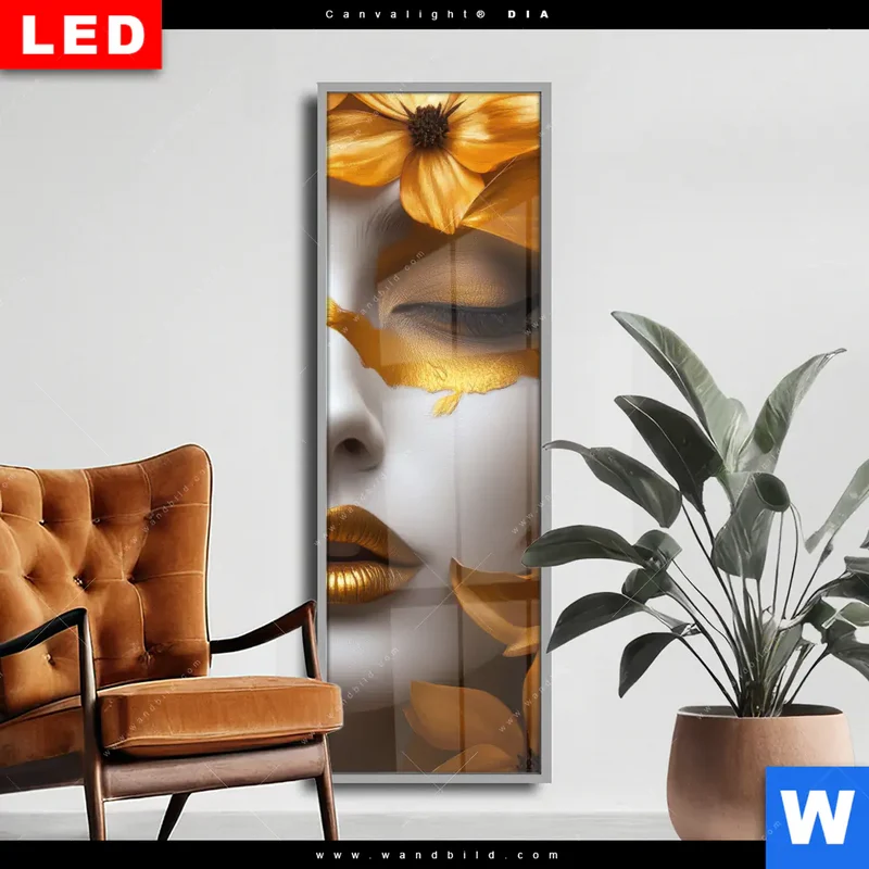 Wechselmotiv Acrylglas Canvalight® DIA | Blütenzauber auf samtenem Gesicht | Schmal