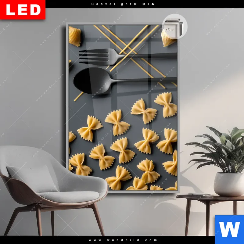 Leuchtbild Acrylglas Canvalight® DIA | Pasta – Stilvoll serviert | Hochformat
