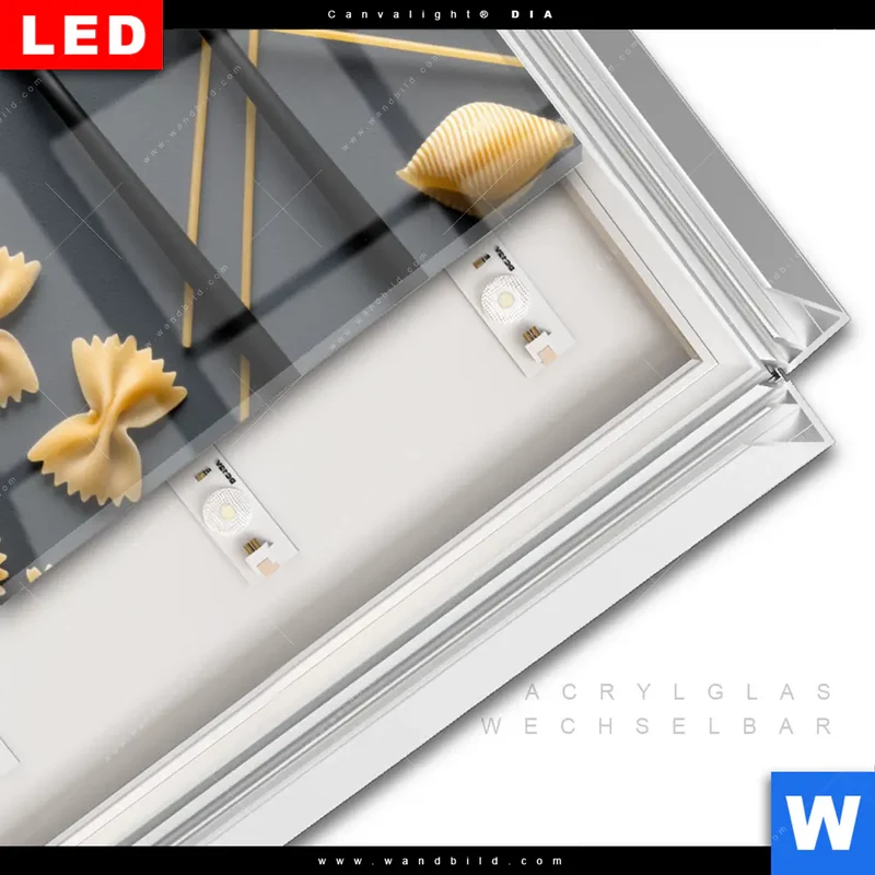 Leuchtbild Acrylglas Canvalight® DIA | Pasta – Stilvoll serviert | Hochformat