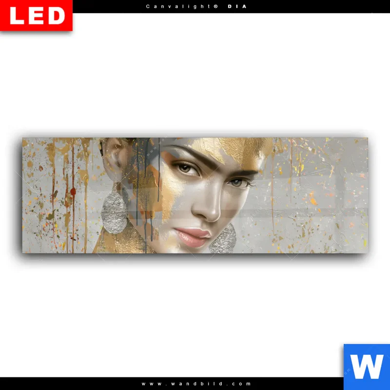 Wechselmotiv Acrylglas Canvalight® DIA | Frau mit floraler Krone | Panorama