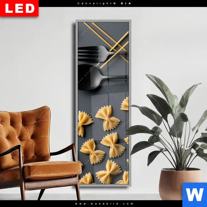 Wechselmotiv Acrylglas Canvalight® DIA | Pasta – Stilvoll serviert | Schmal