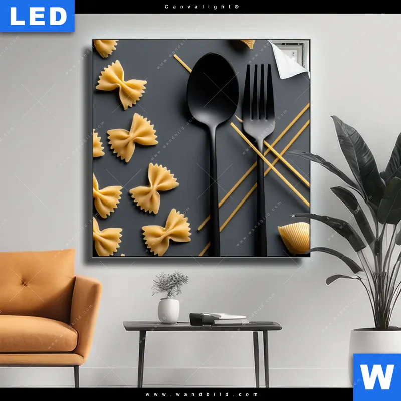 Canvalight® Leuchtbild | Pasta – Stilvoll serviert | Quadrat