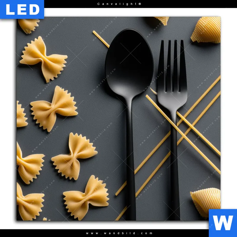 Canvalight® Leuchtbild | Pasta – Stilvoll serviert | Quadrat
