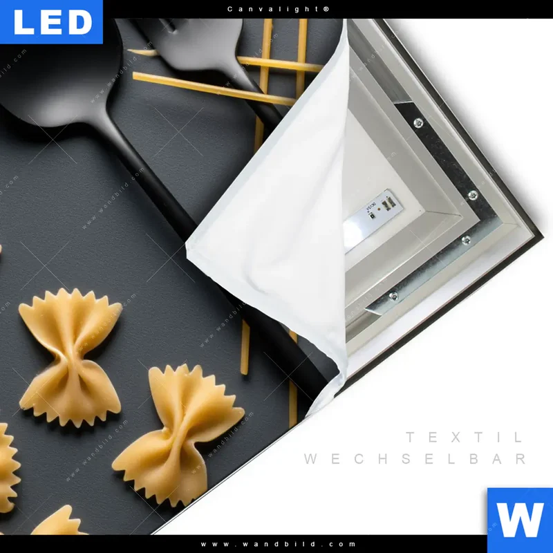 Canvalight® Leuchtbild | Pasta – Stilvoll serviert | Quadrat