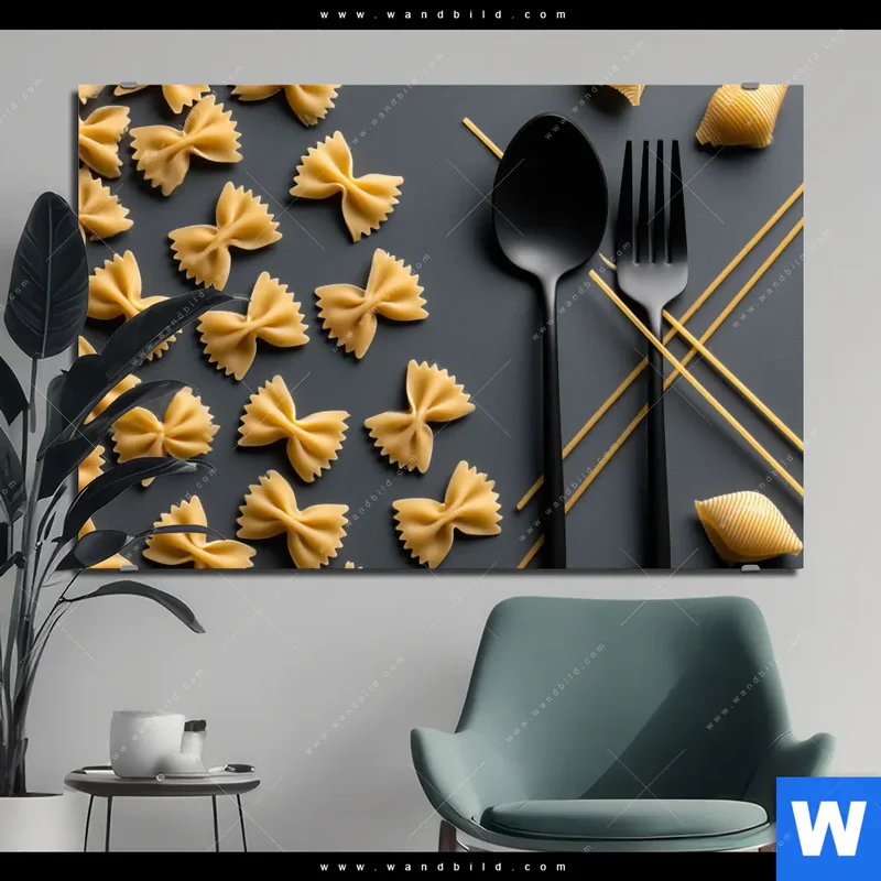 Alu-Dibond Bild | Pasta – Stilvoll serviert | Querformat