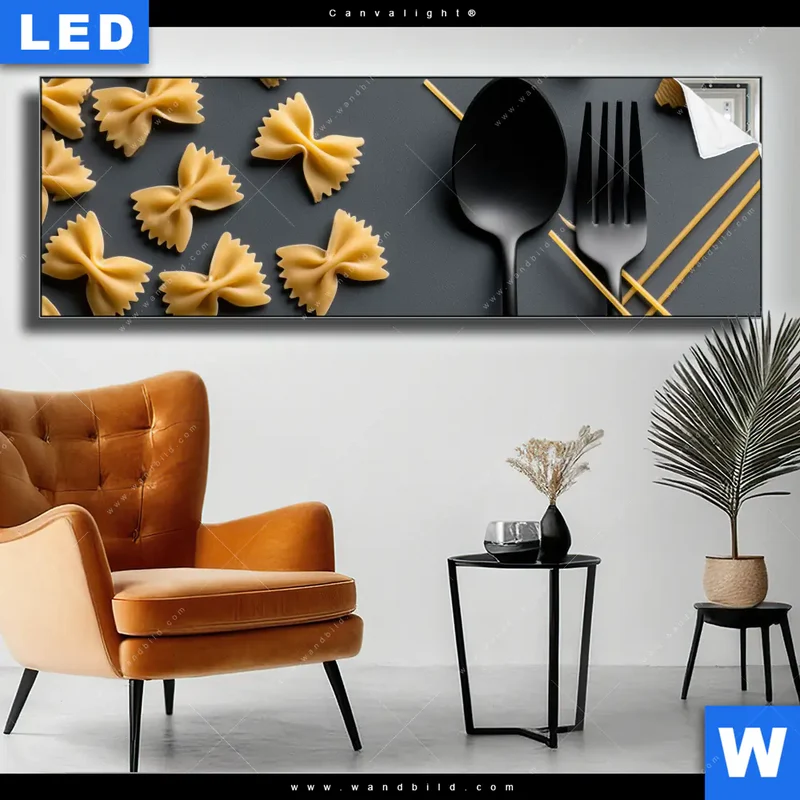 Canvalight® Leuchtbild | Pasta – Stilvoll serviert | Panorama