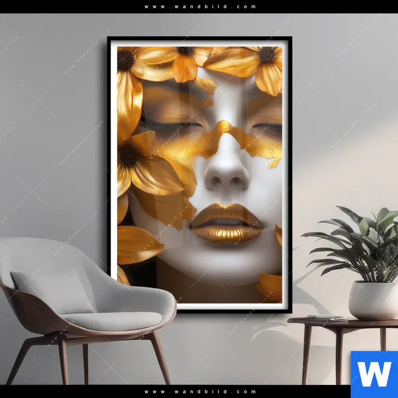Poster | Blütenzauber auf samtenem Gesicht | Hochformat