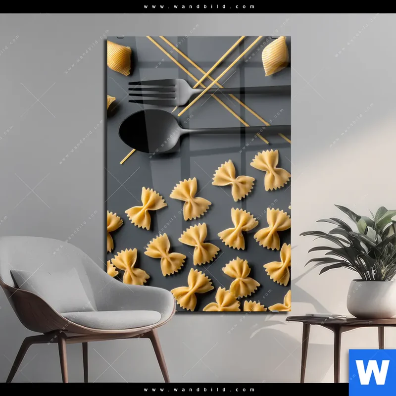 Acrylglasbild | Pasta – Stilvoll serviert | Hochformat