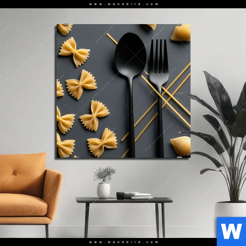 Alu-Dibond Bild | Pasta – Stilvoll serviert | Quadrat