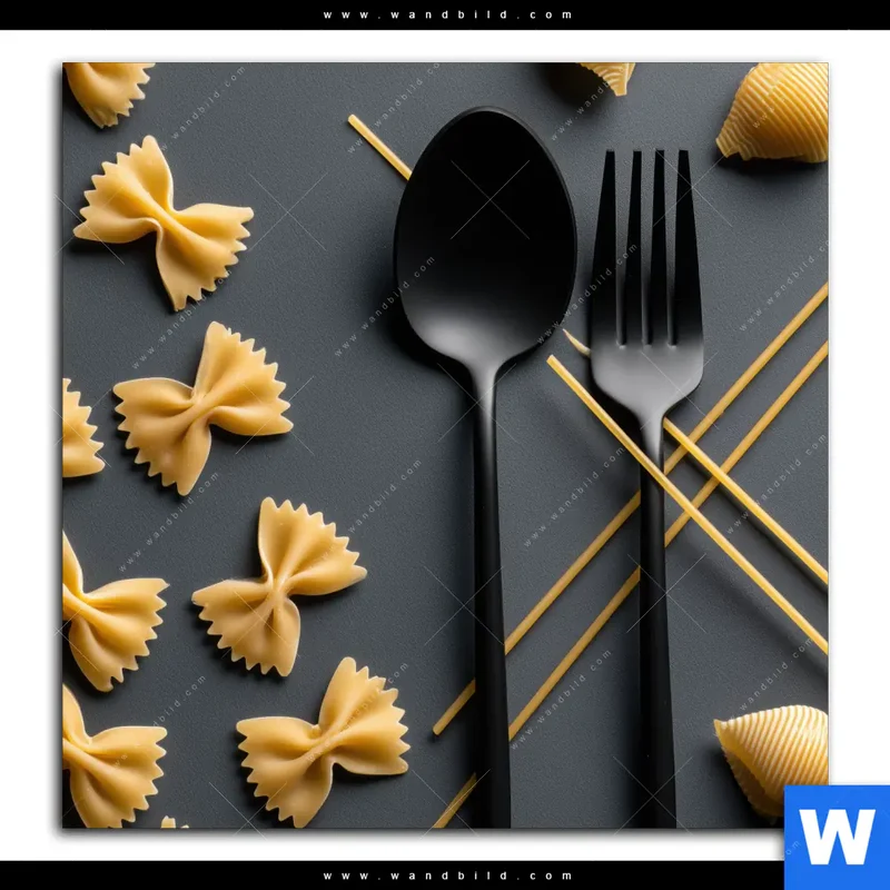 Alu-Dibond Bild | Pasta – Stilvoll serviert | Quadrat