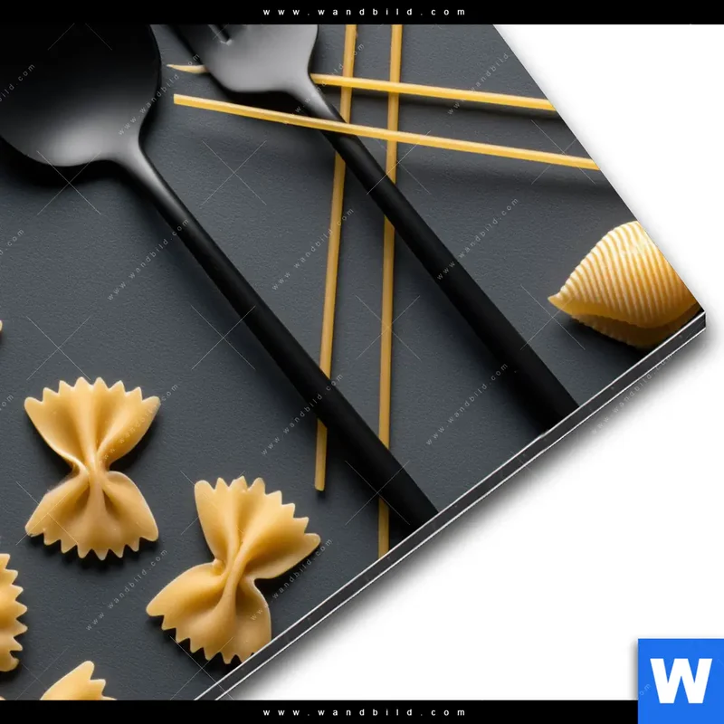 Alu-Dibond Bild | Pasta – Stilvoll serviert | Quadrat