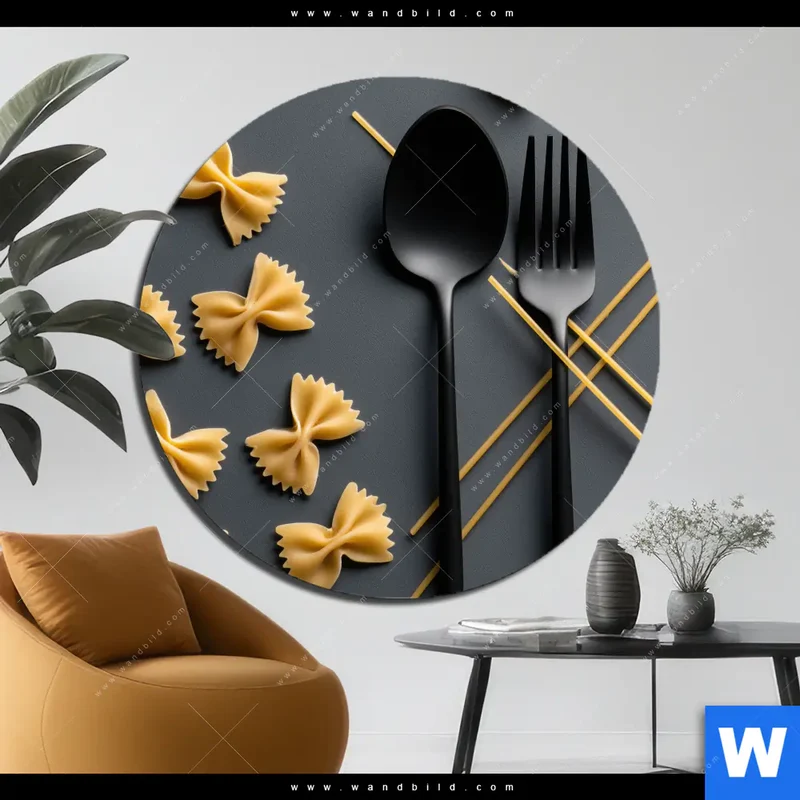Alu-Dibond Bild | Pasta – Stilvoll serviert | Rund