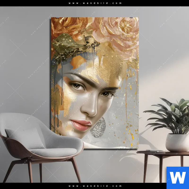 Alu-Dibond Bild | Frau mit floraler Krone | Hochformat
