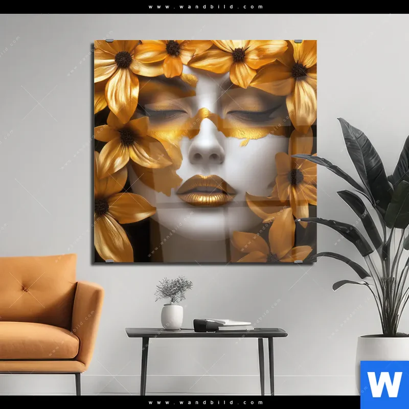 Acrylglasbild | Blütenzauber auf samtenem Gesicht | Quadrat