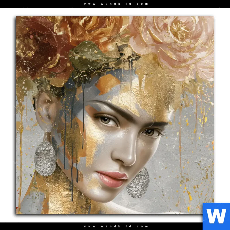 Acrylglasbild | Frau mit floraler Krone | Quadrat