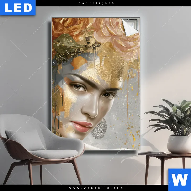 Canvalight® Leuchtbild | Frau mit floraler Krone | Hochformat