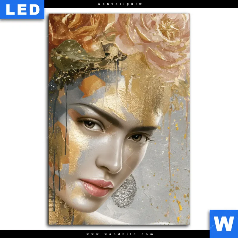 Canvalight® Leuchtbild | Frau mit floraler Krone | Hochformat