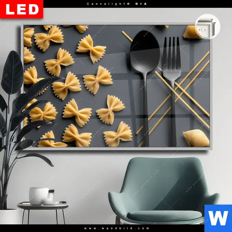 Leuchtbild Acrylglas Canvalight® DIA | Pasta – Stilvoll serviert | Querformat