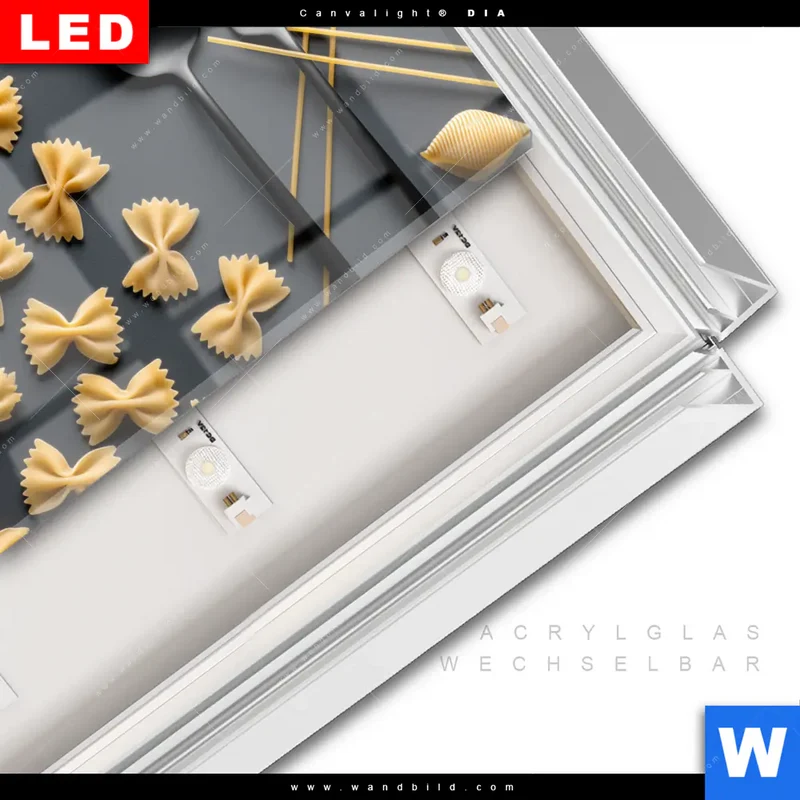 Leuchtbild Acrylglas Canvalight® DIA | Pasta – Stilvoll serviert | Querformat