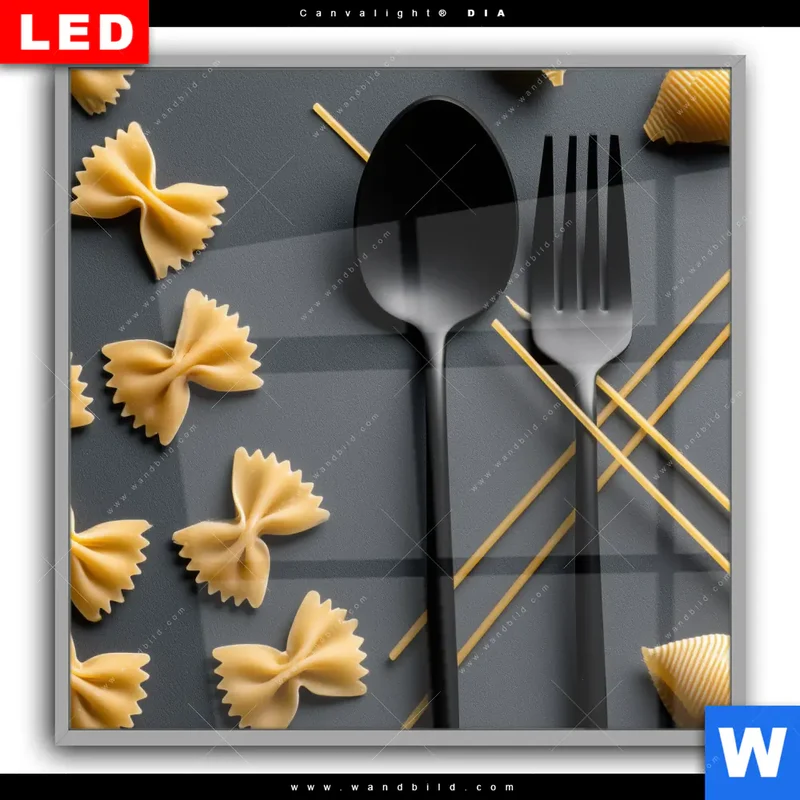 Leuchtbild Acrylglas Canvalight® DIA | Pasta – Stilvoll serviert | Quadrat