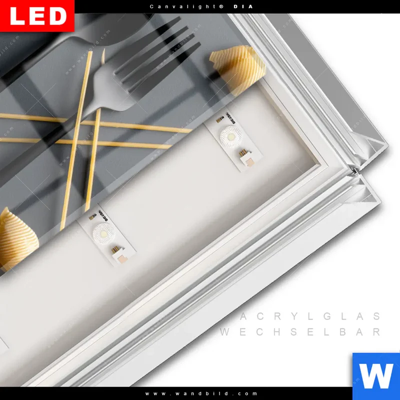 Leuchtbild Acrylglas Canvalight® DIA | Pasta – Stilvoll serviert | Quadrat