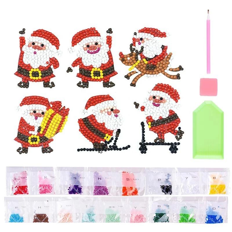 5D Diamond Painting Sticker Set Weihnachtsmänner für Kinder