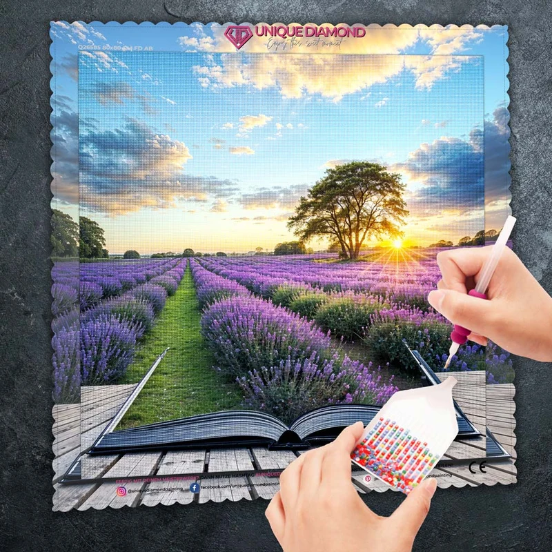 5D Diamond Painting – Lavendelwiese von Zauberbuch
