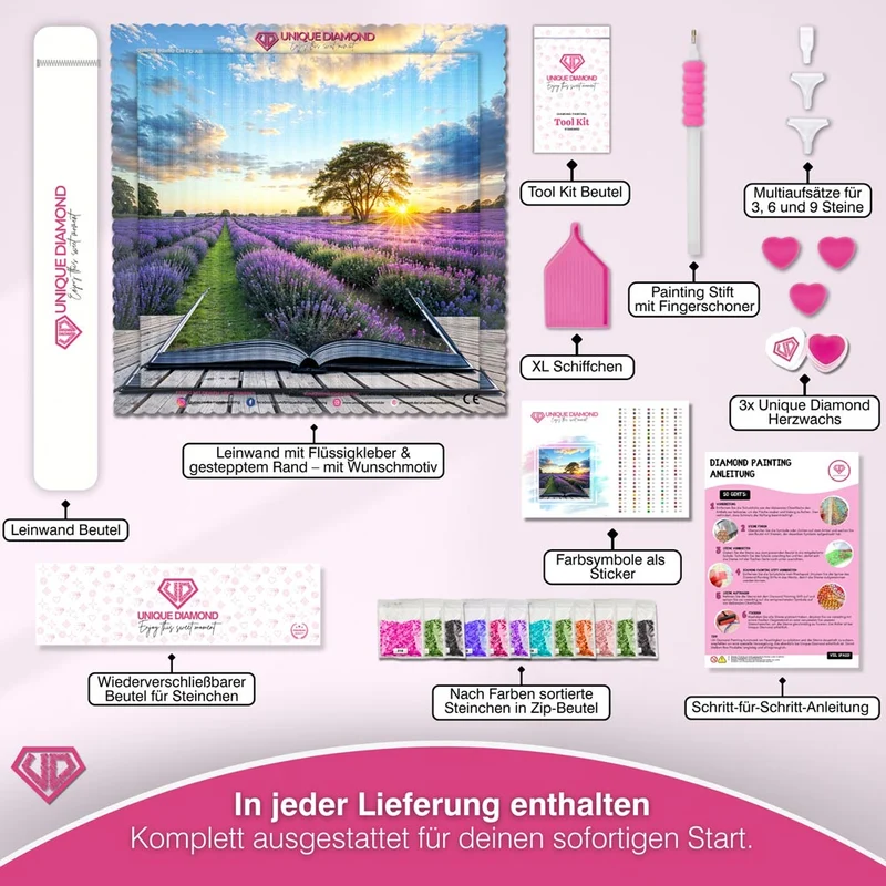 5D Diamond Painting – Lavendelwiese von Zauberbuch