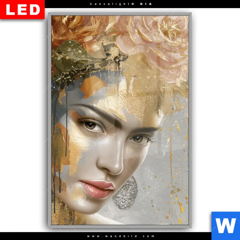 Leuchtbild Acrylglas Canvalight® DIA | Frau mit floraler Krone | Hochformat