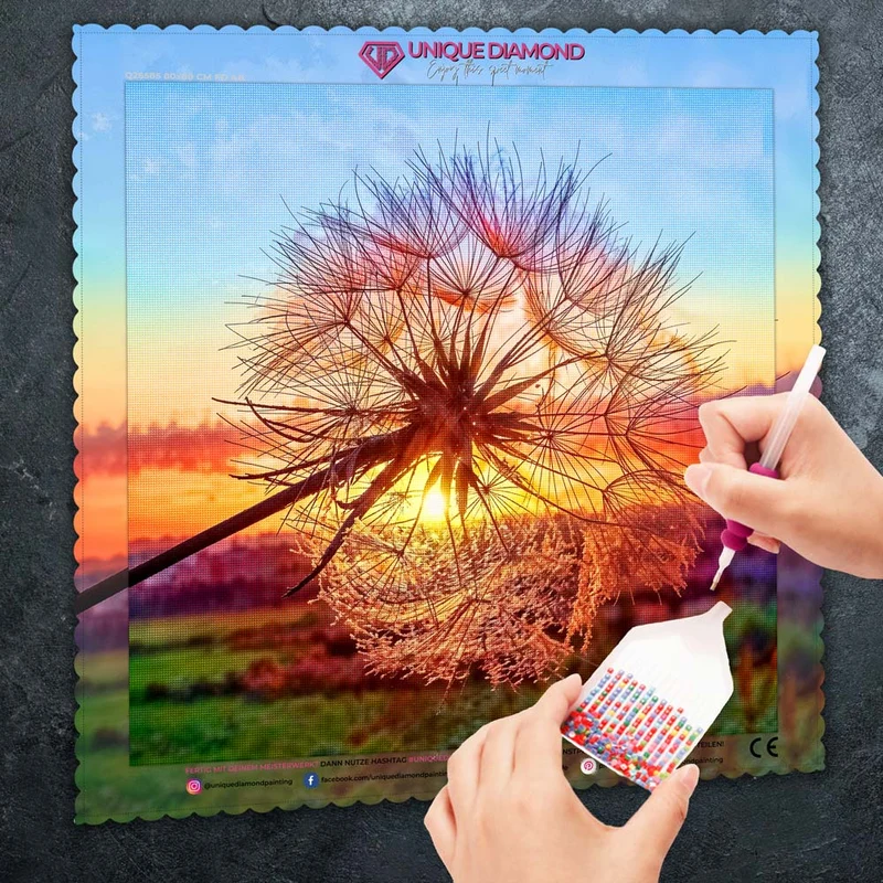 5D Diamond Painting – Pusteblume bei Sonnenuntergang