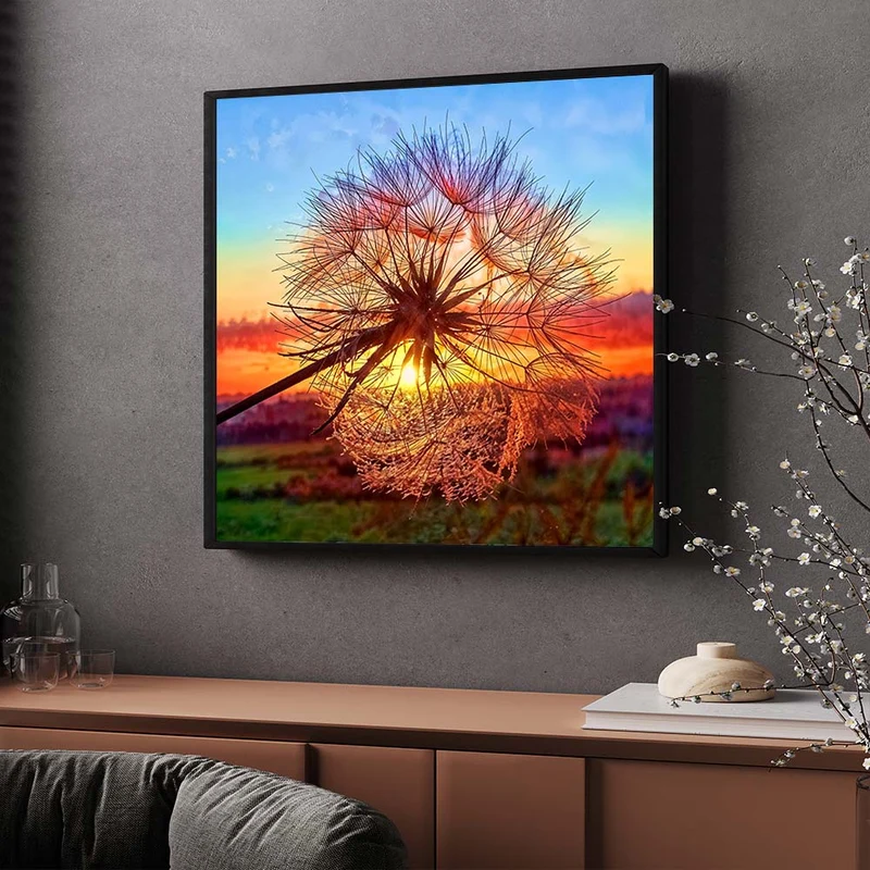 5D Diamond Painting – Pusteblume bei Sonnenuntergang