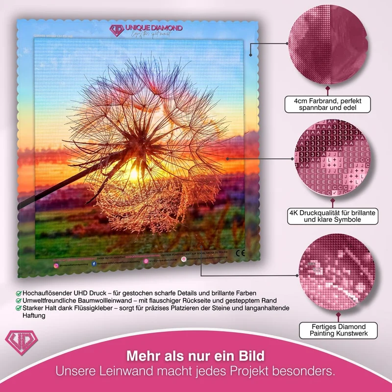 5D Diamond Painting – Pusteblume bei Sonnenuntergang