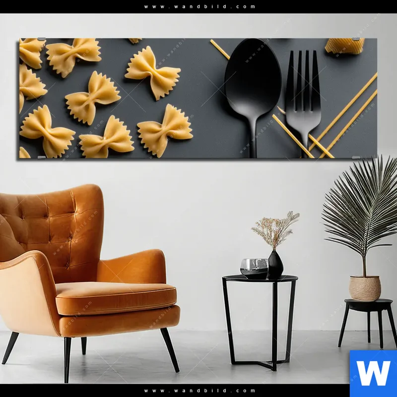 Aluminiumbild gebürstet | Pasta – Stilvoll serviert | Panorama