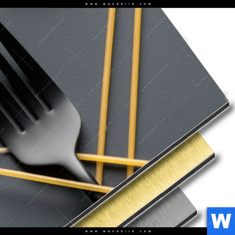 Aluminiumbild gebürstet | Pasta – Stilvoll serviert | Panorama