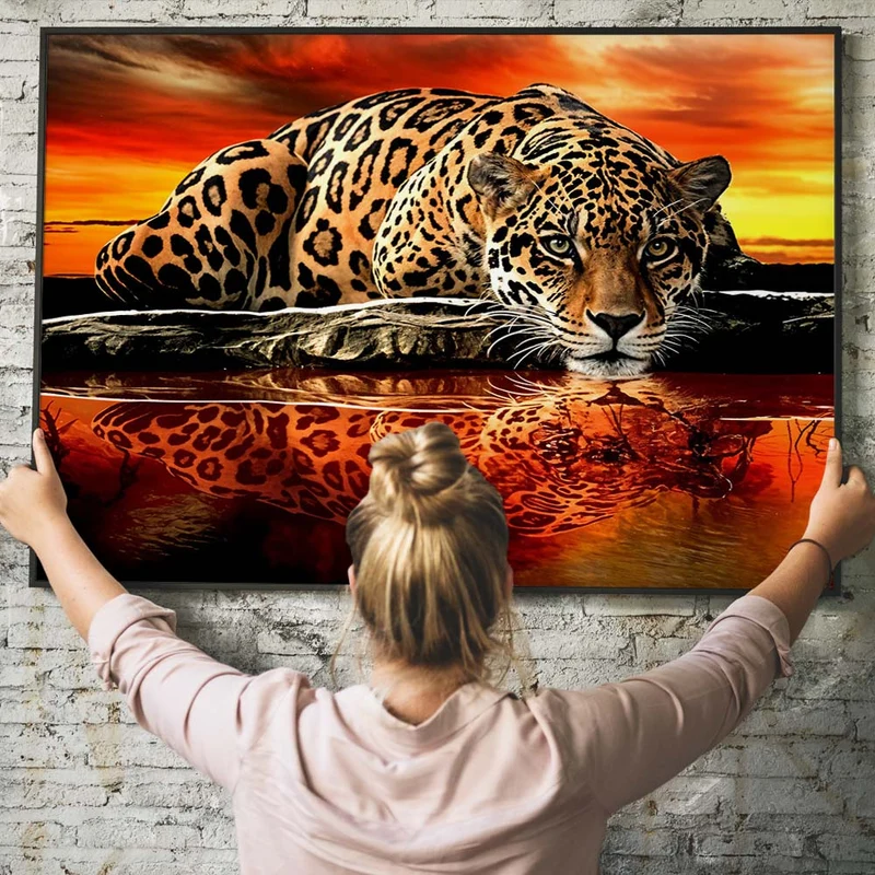 5D Diamond Painting – Sonnenuntergang Leopard