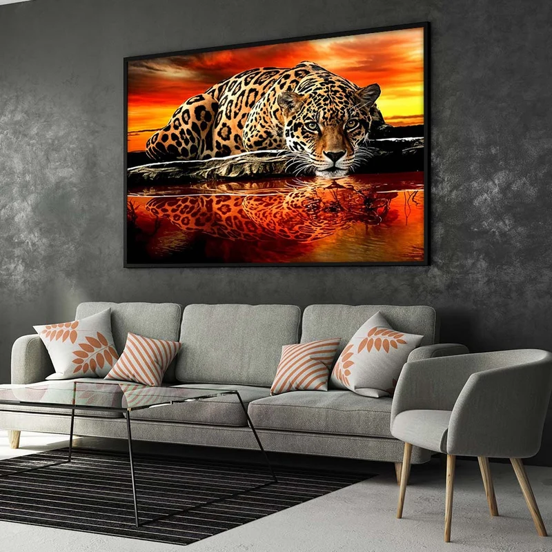 5D Diamond Painting – Sonnenuntergang Leopard