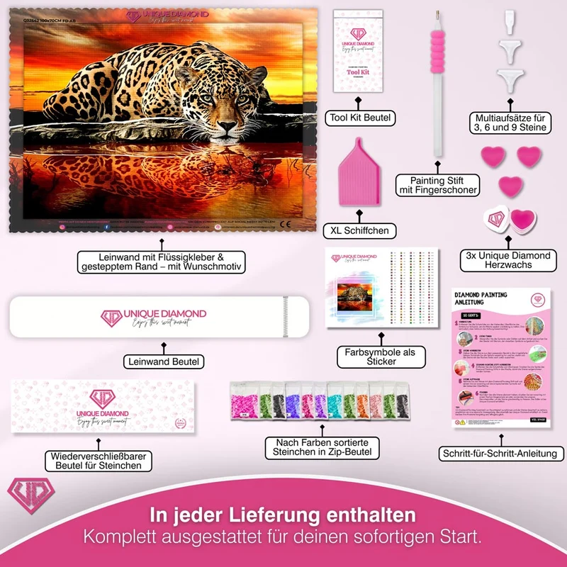 5D Diamond Painting – Sonnenuntergang Leopard