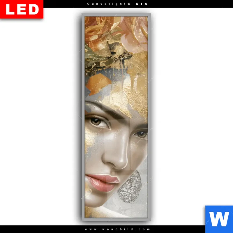 Leuchtbild Acrylglas Canvalight® DIA | Frau mit floraler Krone | Schmal