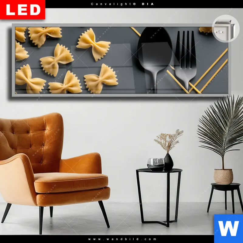 Leuchtbild Acrylglas Canvalight® DIA | Pasta – Stilvoll serviert | Panorama