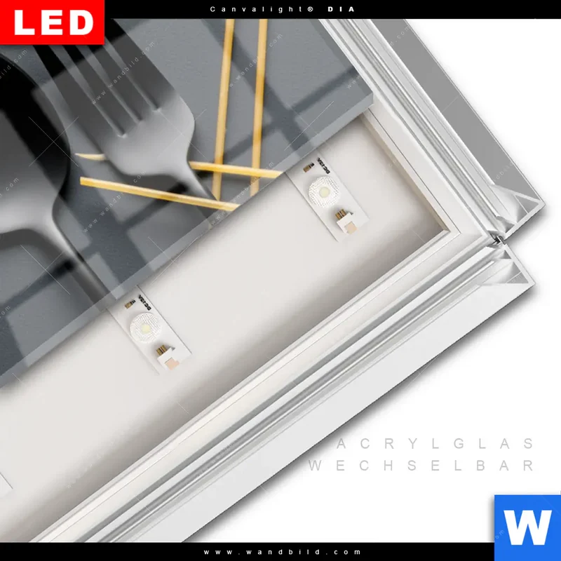 Leuchtbild Acrylglas Canvalight® DIA | Pasta – Stilvoll serviert | Panorama