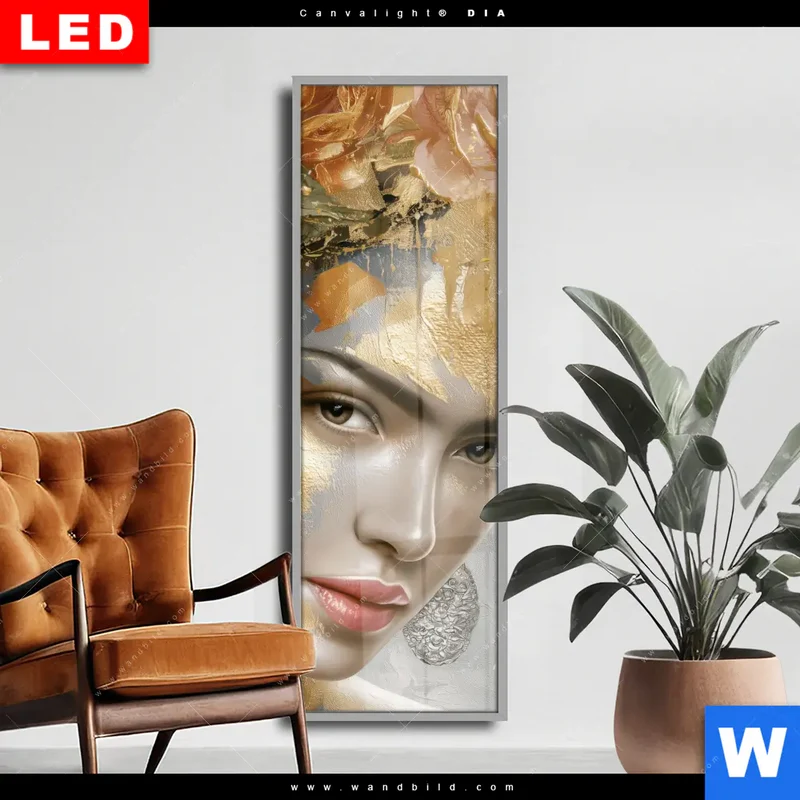 Wechselmotiv Acrylglas Canvalight® DIA | Frau mit floraler Krone | Schmal