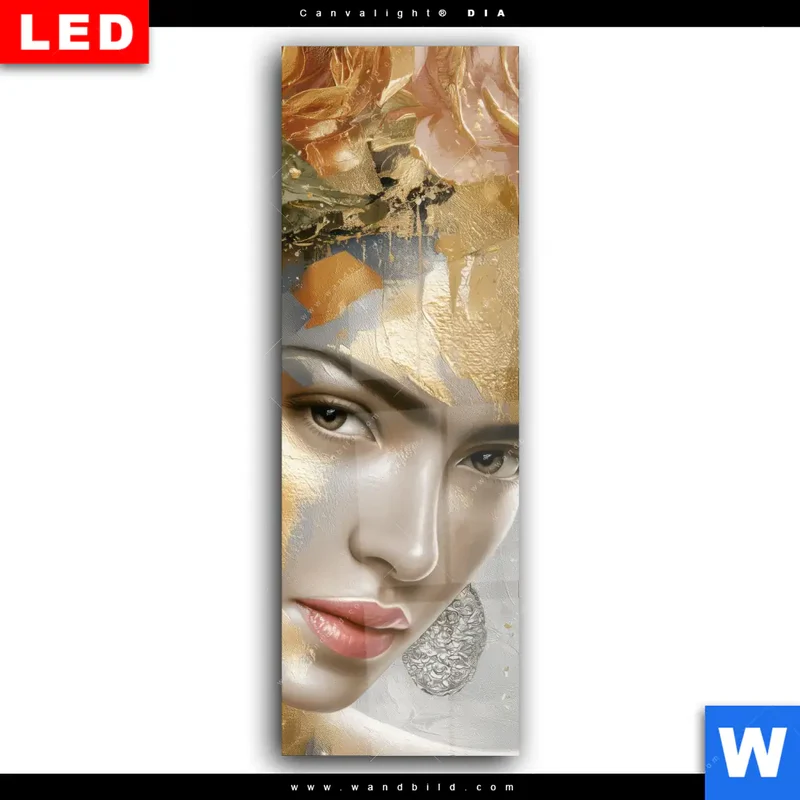 Wechselmotiv Acrylglas Canvalight® DIA | Frau mit floraler Krone | Schmal