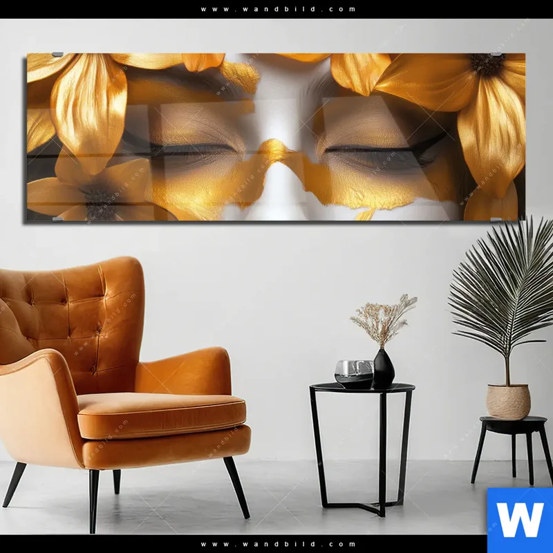 Acrylglasbild | Blütenzauber auf samtenem Gesicht | Panorama