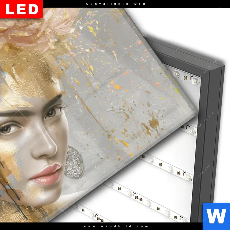 Wechselmotiv Acrylglas Canvalight® DIA | Frau mit floraler Krone | Querformat
