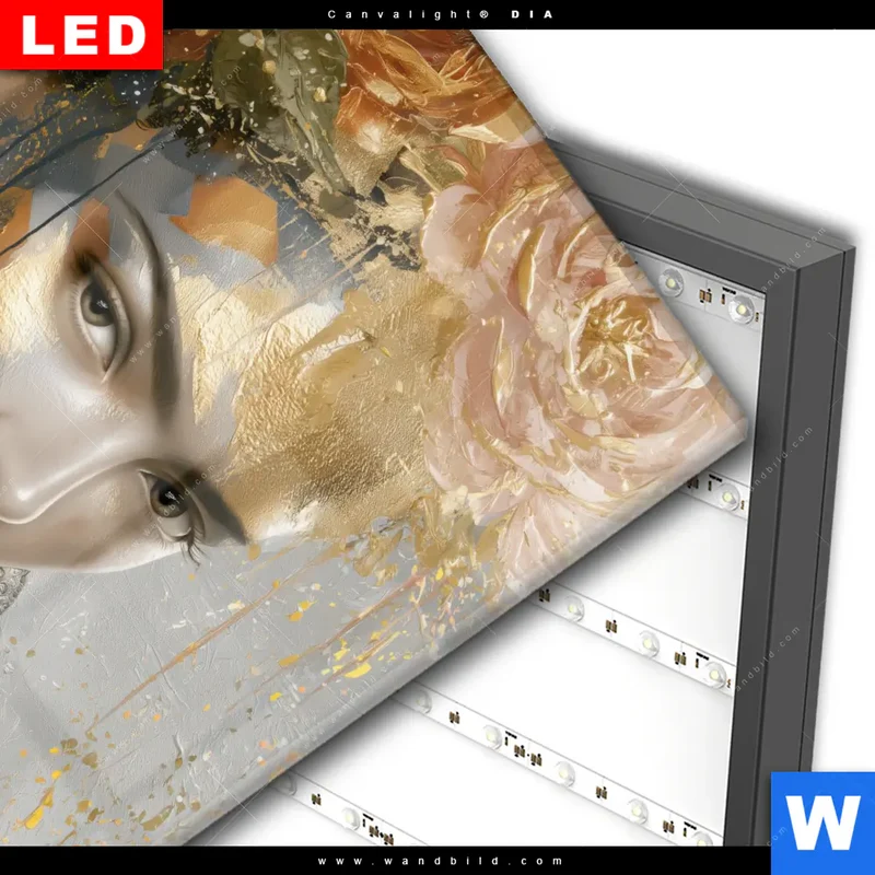 Wechselmotiv Acrylglas Canvalight® DIA | Frau mit floraler Krone | Quadrat
