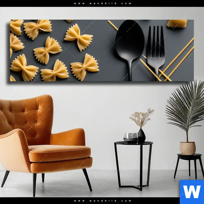 Leinwandbild | Pasta – Stilvoll serviert | Panorama